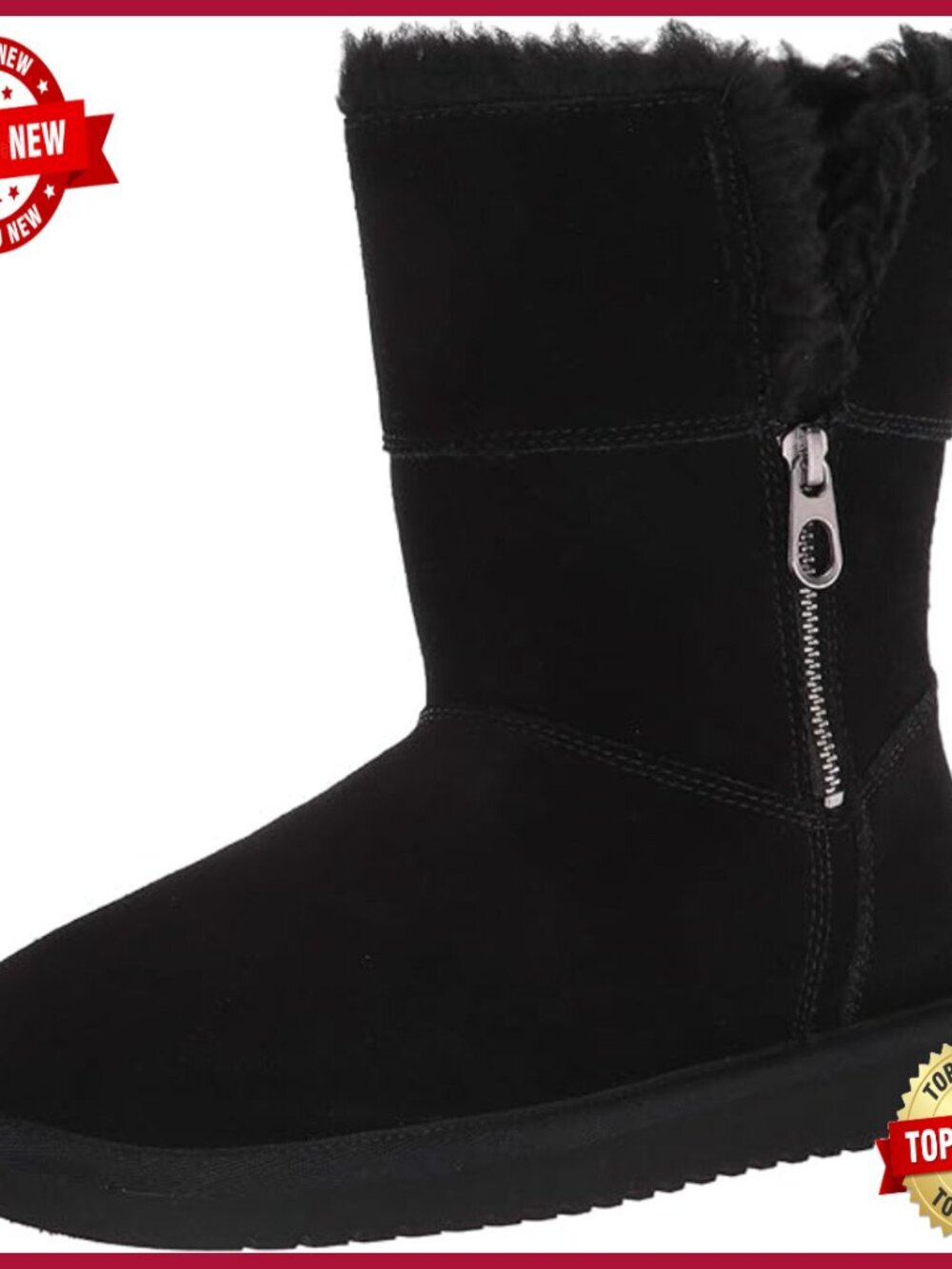 Suede Ankle Booties With Faux Fur Lining, Warm Winter Boots - Slip On